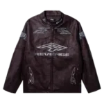 BURNOUT LEATHER JACKET MAROON