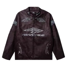 BURNOUT LEATHER JACKET MAROON