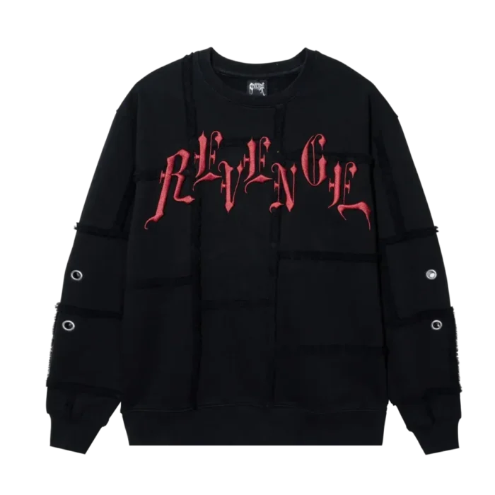 PATCHWORK CREWNECK BLACK/RED