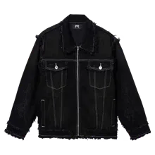TRIBAL CROSS DENIM JACKET BLACK