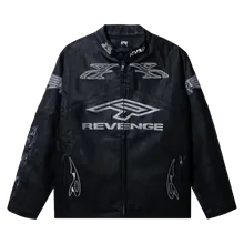 BURNOUT LEATHER JACKET GREY