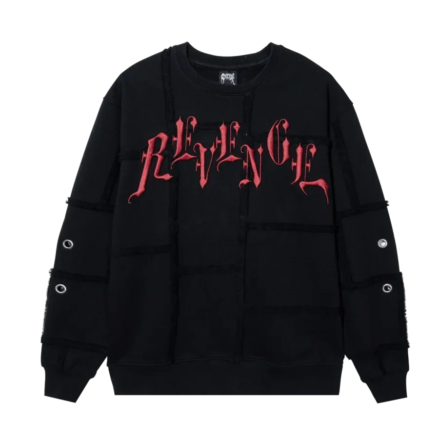 PATCHWORK CREWNECK BLACK/RED