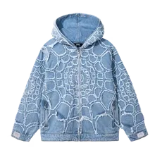 SPIDER WEB DENIM JACKET BLEACHED INDIGO
