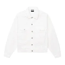 WHITE EMBROIDERED LOGO DENIM JACKET