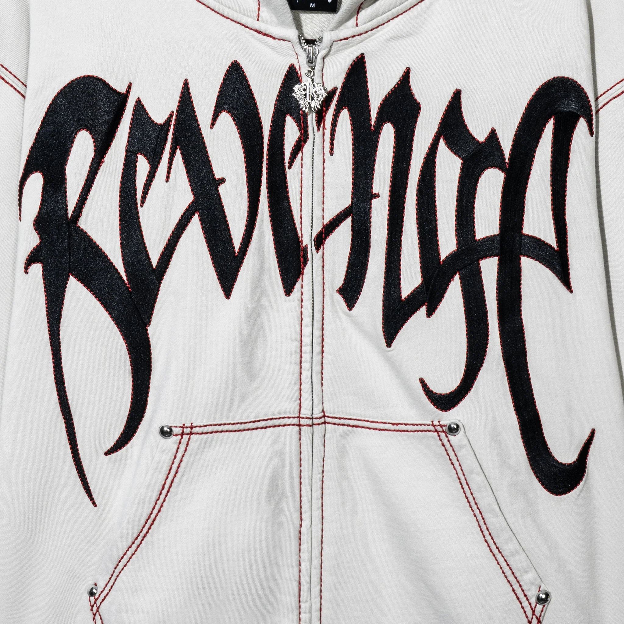 CONTRAST SKULL EMBROIDERED ZIP