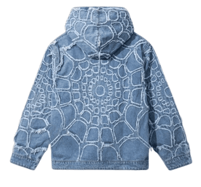 SPIDER WEB DENIM JACKET BLEACHED INDIGO